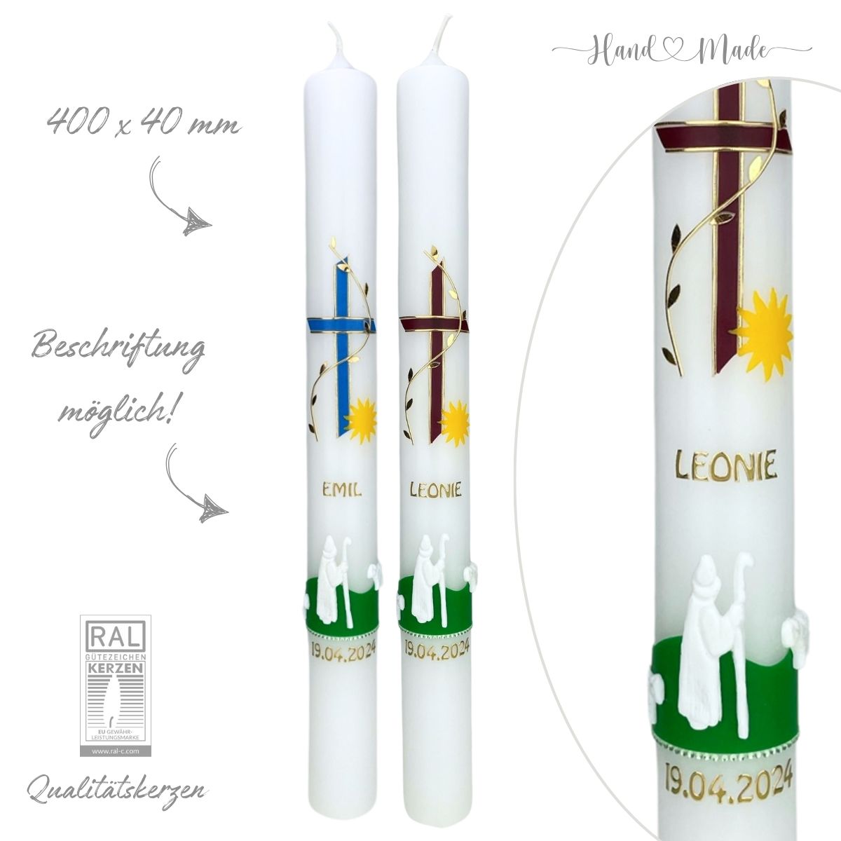 kerze salbeigrün Stumpenkerzen Salbei 100/67 mm, 10 Stück günstig im Kerzenoutlet Onli Lederfarbe:Chocho main image 0