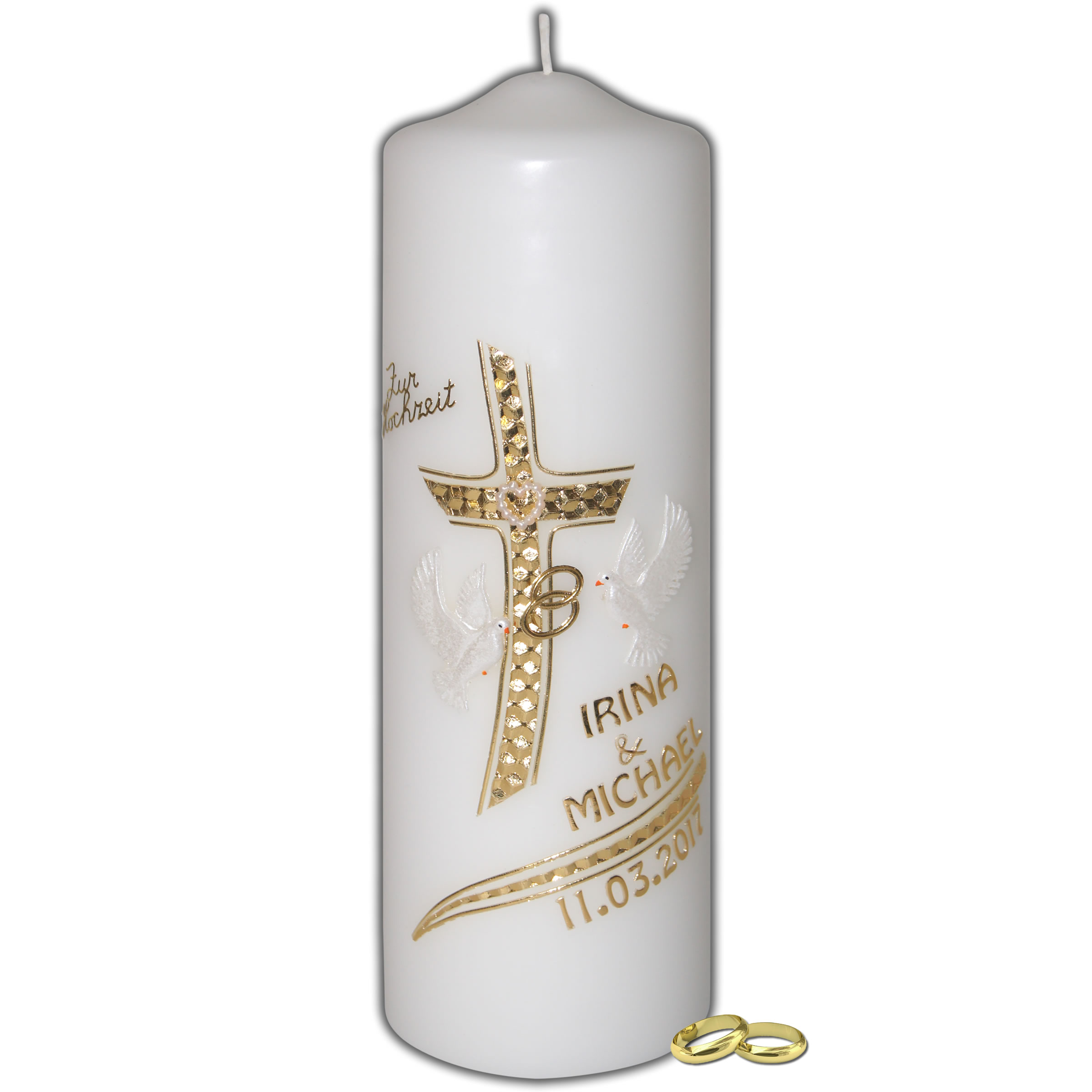 Zärtlichkeit Kreuz Q Creme NEU Hochzeitskerze Wedding Candle 