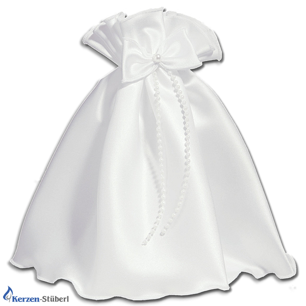 Kerzenröckchen zur Taufkerze Kommunionskerze Kerzen Röckchen Satin Weiß