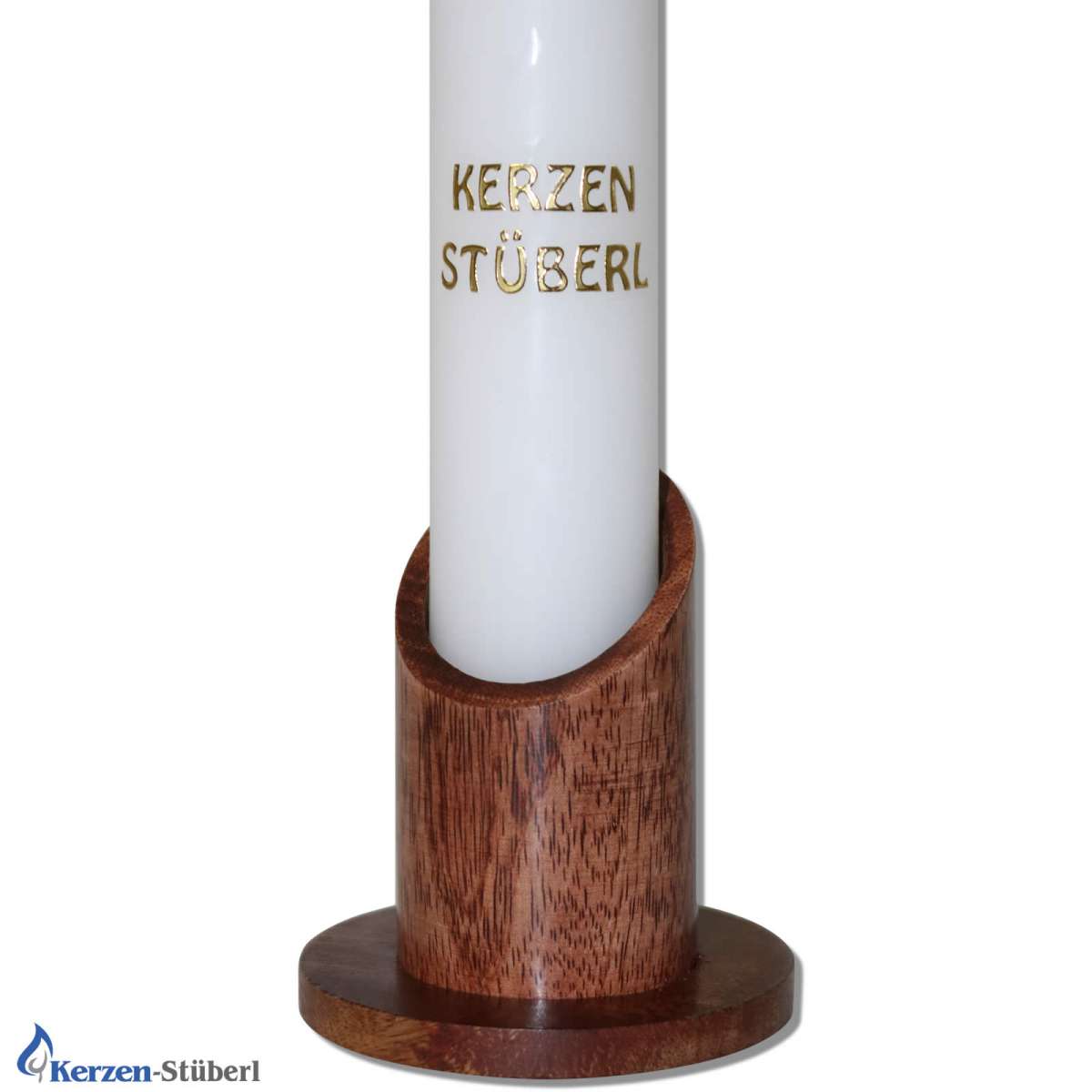 Holz-Kerzenständer für 4 cm Taufkerze-Kommunionkerze | Dunkel