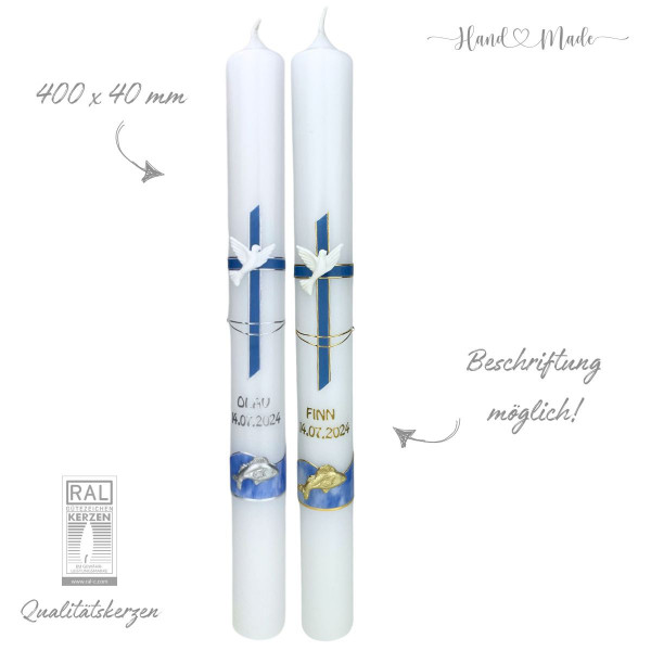 Jungen Kommunionkerzen | Blau-Gold-Silber Test