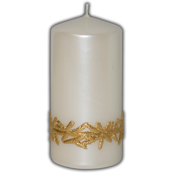 Weihnachtsdeko-Kerze | Elfenbein-Perlmutt