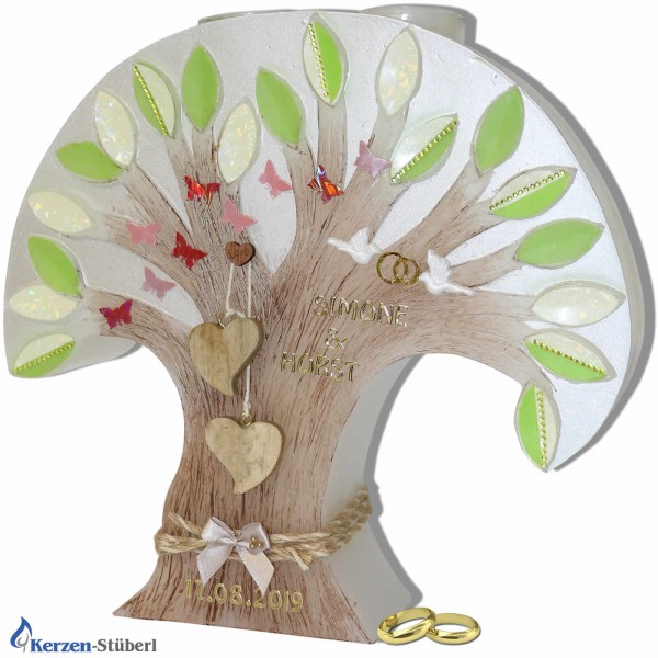 Hochzeitskerze mit Teelichteinsatz