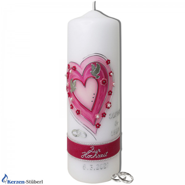 Hochzeitskerze-Herz-Rosa-Pink Test