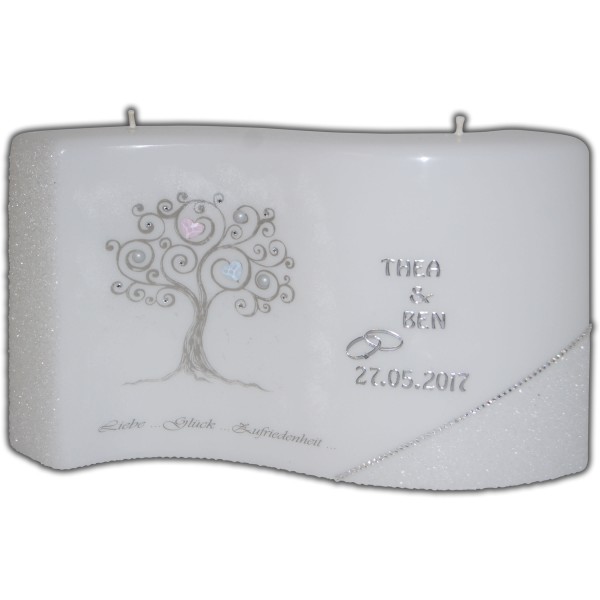 Hochzeitskerze-Swarovski-Herz-Lebensbaum