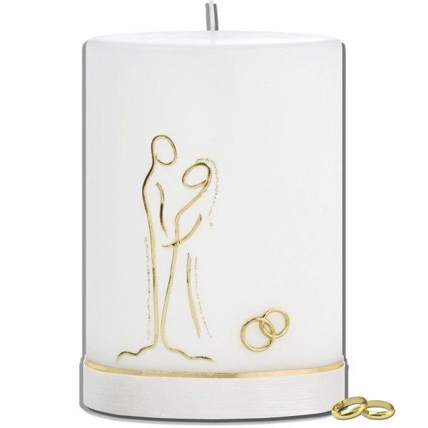 Hochzeitskerze-Modern-Brautpaar-Gold-Oval