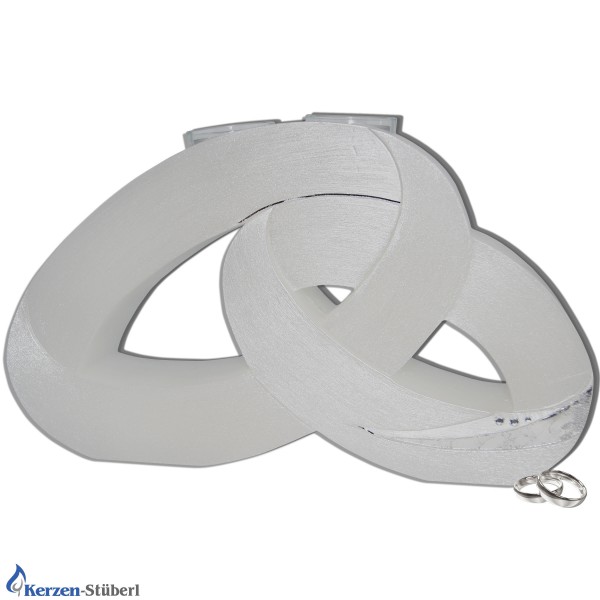 Hochzeitskerze in Ringform - Perlmutt-Silber gebürstet