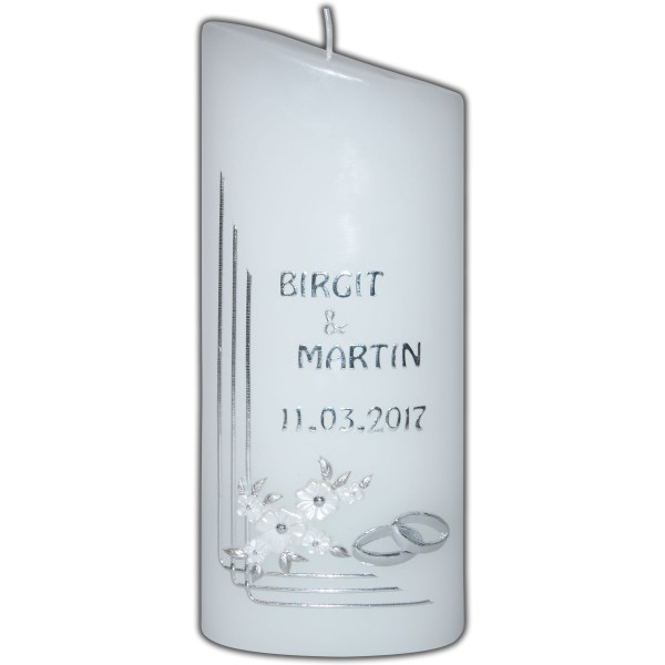 Moderne Hochzeitskerze-Silberne Trauringe