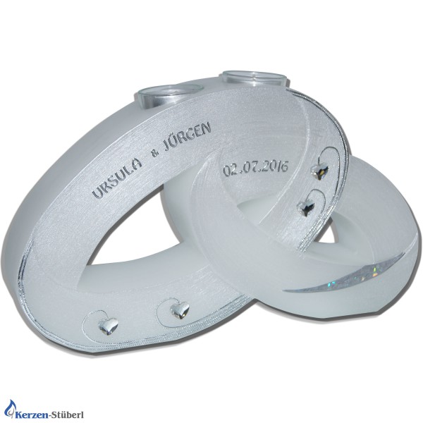 Hochzeitskerze Swarovski Herzen