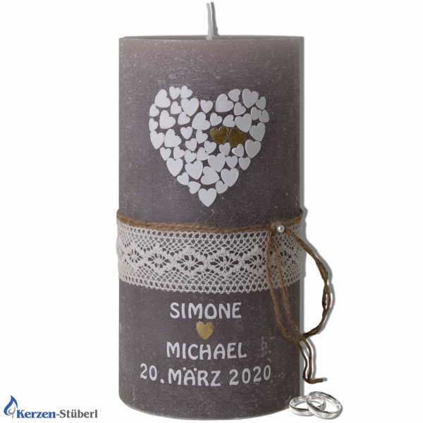 Vintage Hochzeitskerze Herz-Herzen Test