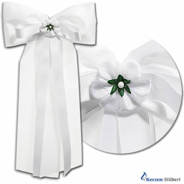Kerzenschleife Satin mit Blüte