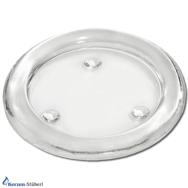 Abbildung eines kleinen Glas Kerzenteller-Kerzenuntersetzer für Taufkerzen und Hochzeitskerzen Test
