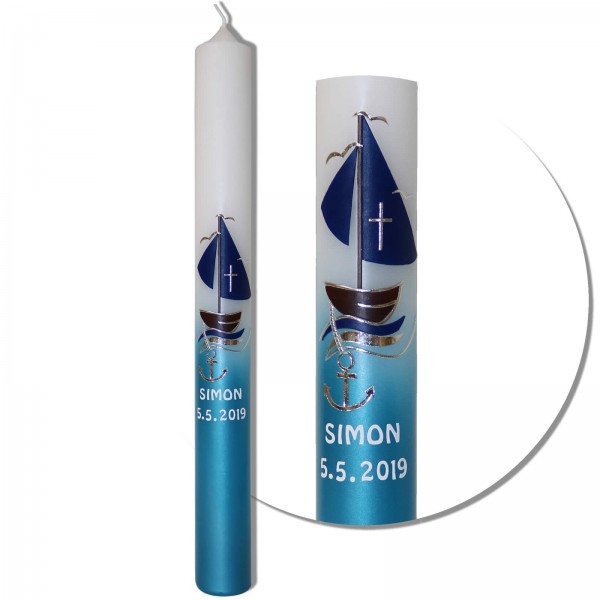 Kommunionkerze-Konfirmationskerze-Segelboot