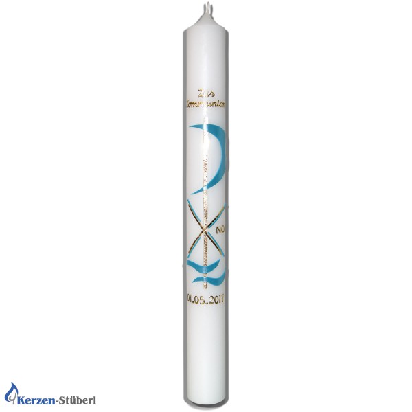 Kommunionkerze-Pax Blau-Gold
