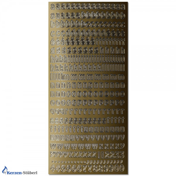 Konturensticker-Gold-Kleinbuchstaben Test