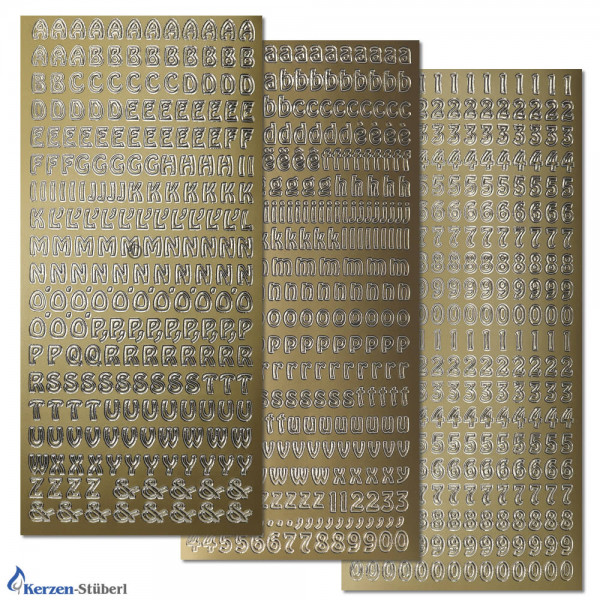 Konturensticker-Buchstaben-Zahlen im Set-Gold Test