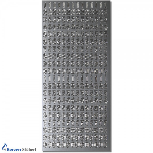 Konturensticker-Silber-Zahlen 0-9 Test