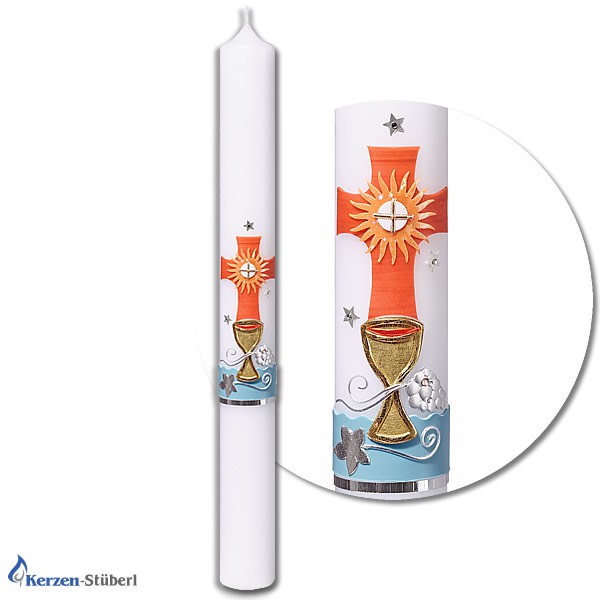 Kommunionkerzen-Konfirmationskerzen in Orange-Blau für Mädchen und Jungen Test