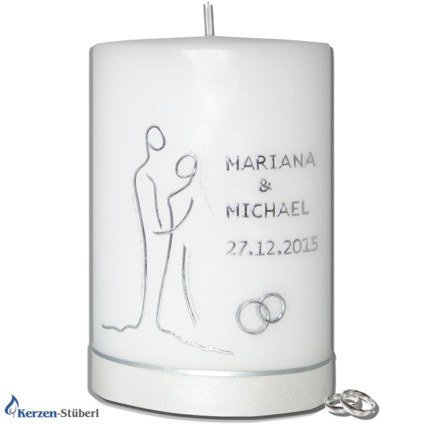 Moderne Hochzeitskerze - Silber