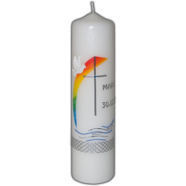 Taufkerze Regenbogen