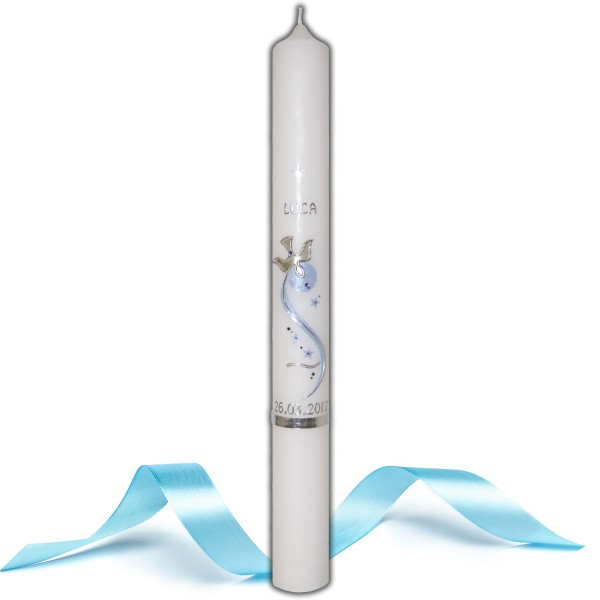 Taufkerze Jungen-Hellblau-Elegant
