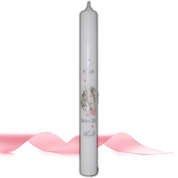 Taufkerze für Mädchen mit Engelsflügel