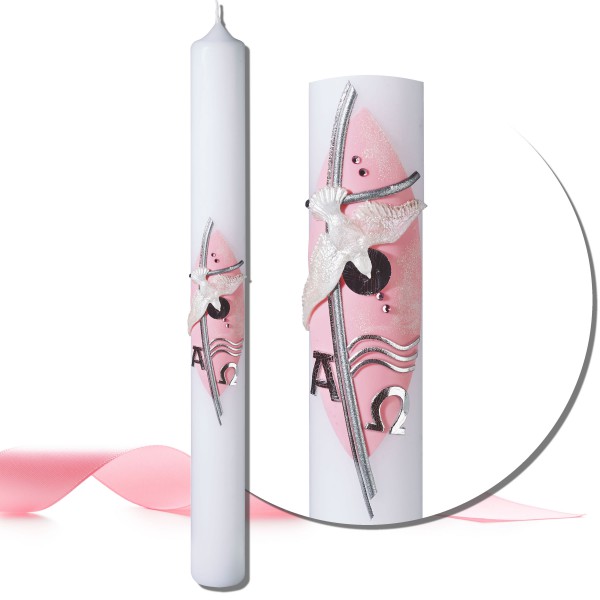 Taufkerze für Mädchen Rosa-Silber Test