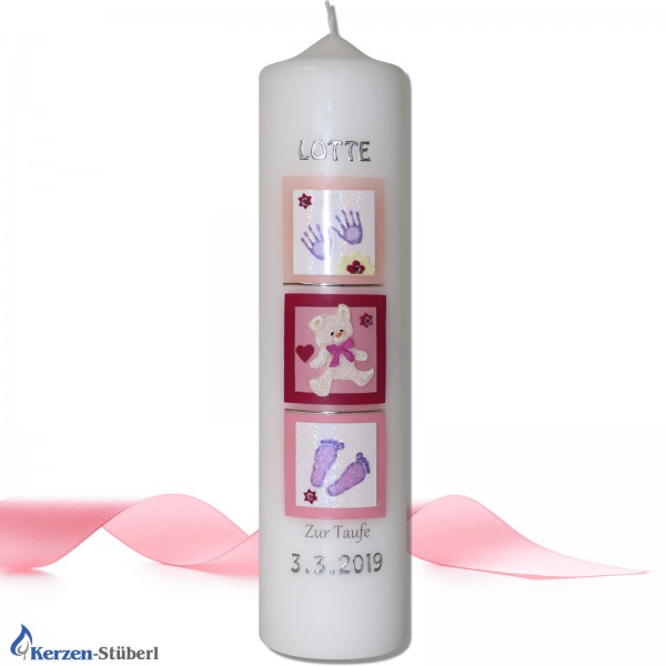 Taufkerze für Mädchen | Rosa Test