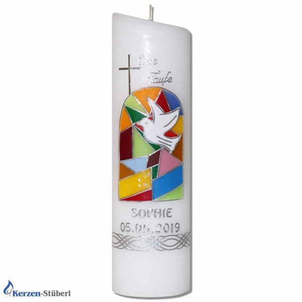 Taufkerze Mosaik Kirchen-Fenster Test