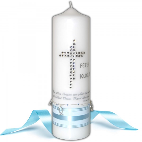 Taufkerze mit Swarovski Kreuz Test
