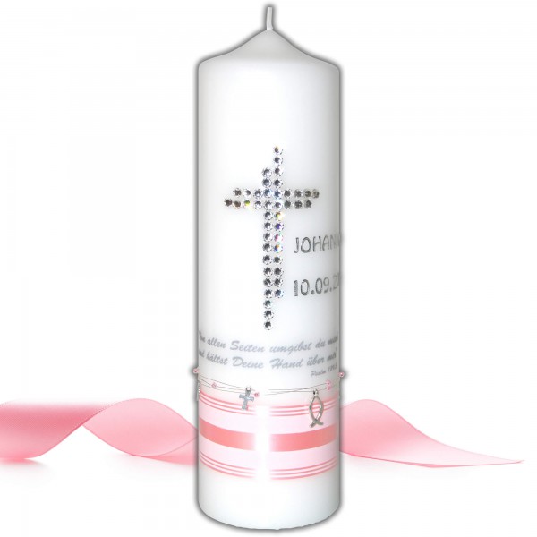 Taufkerze mit Swarovski Kreuz Test