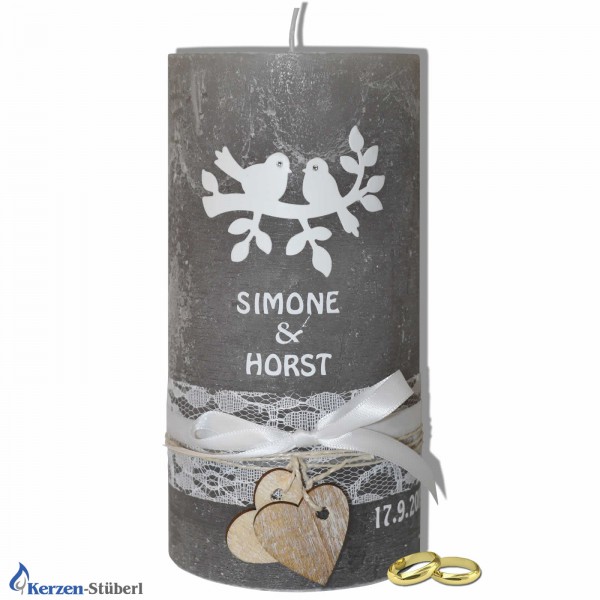 Vintage Hochzeitskerze mit Herz und Spitzen Test