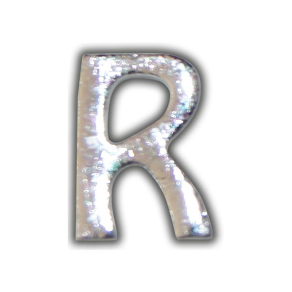 Kerzenbeschriftung-Wachsbuchstabe "R" Silber-Moderne Schriftart Test