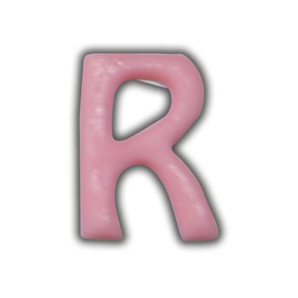 Einzelne Wachsbuchstaben "R" Rosa Test