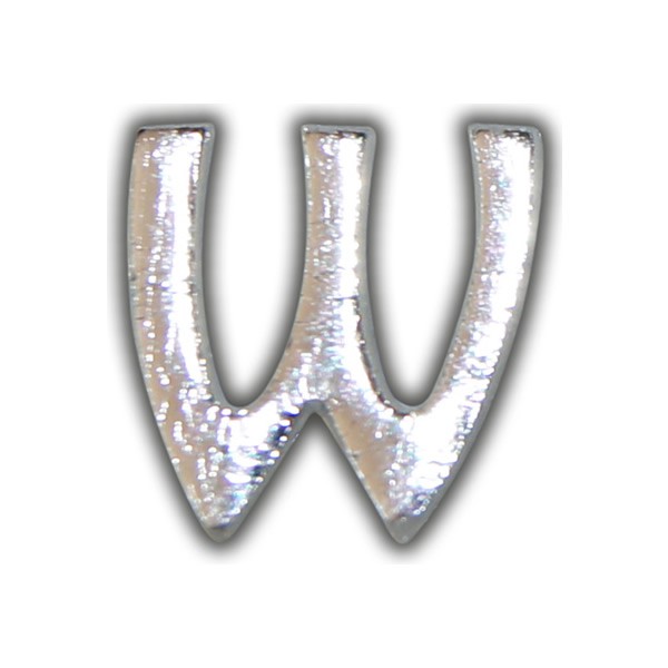 Kerzenbeschriftung-Wachsbuchstabe "W" Silber-Moderne Schriftart Test