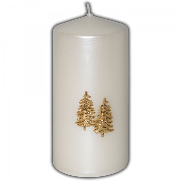 Weihnachtsdeko-Kerze | Elfenbein-Perlmutt