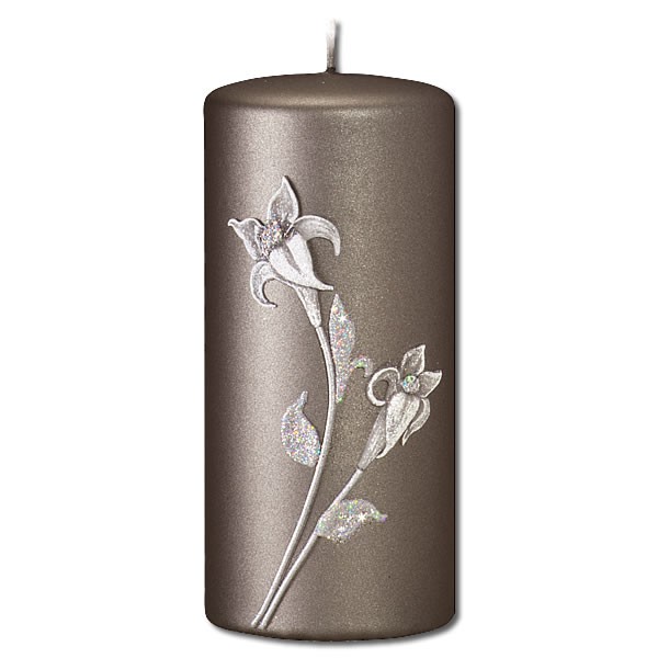 Weihnachtskerzen-Adventskerzen-Grau-Metallic