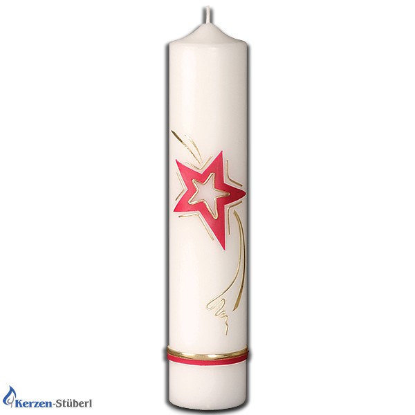 Weihnachtskerzen-Adventskerzen-Rot-Gold-Stern-Christmas-Candle Test