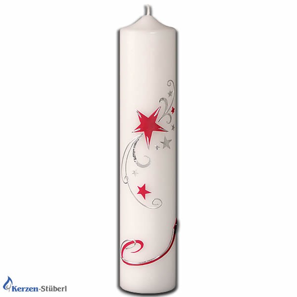 Weihnachtskerzen-Adventskerzen-Rot-silber-Stern-Komet-Christmas-Candle Test