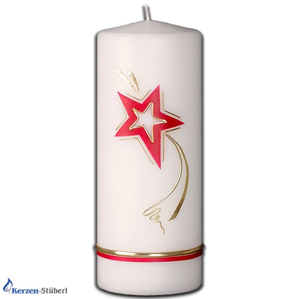 Weihnachtskerzen-Adventskerzen-Rot-Gold-Stern-Christmas-Candle