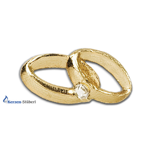 Verzierwachs Wachsdekor Eheringe mit Stein gold glänzend Verzierwachs Wachsdekor Eheringe mit Stein gold glänzend